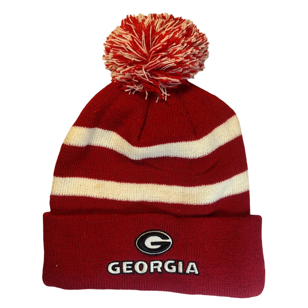 UGA Georgia Bulldogs Beanie Hat Vintage Style Pom Pom Unisex Sporty